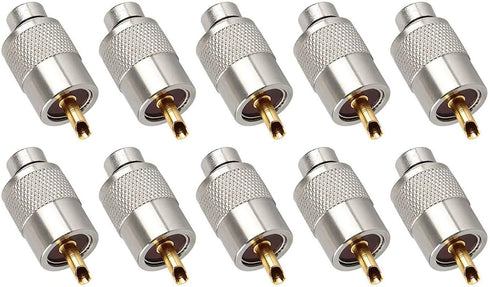 10 Pack UHF PL259 Solder Connector Plug with Reducer for RG8x, RG8, RG59, LMR-400, RG-213 Coaxial Coax Cable?Teflon Material 50ohm Low Loss RFAdap...