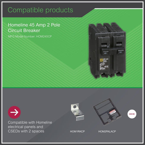 Square D by Schneider Electric HOM245CP Circuit Breaker, 240 Volts, Black...