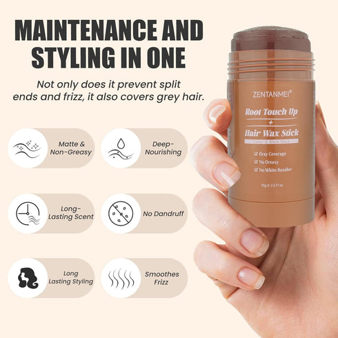 Root Touch Up Hair Color Wax Stick, Grey Hair Coverage Touch Up, Non-Greasy Root Touch Up Stick, Hairline Powder Stick Root Cover Up for Women & M...