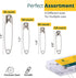 300 Pack Safety Pins Assorted, 4 Different Sizes, Strong Nickel Plated Steel, Safety Pins for Clothes, Crafts, Pinning and More...
