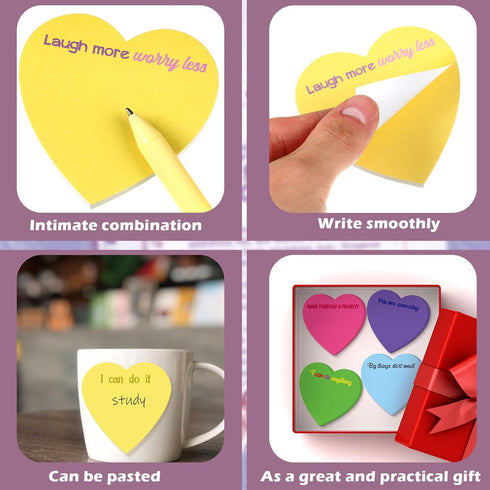 Teling 24 Pieces Inspirational Sticky Notes Graduation Gift Heart employee gifts Cute Sticky Note Pads Gifts for Reminder Work Studying 3x3 inch(V...