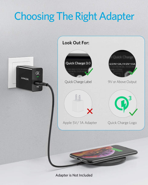 313 Anker Wireless Charger (Pad), Qi-Certified 10W Max for iPhone 14/14 Pro/14 Pro Max/13/13 Pro Max, AirPods (No AC Adapter, Not Compatible with ...