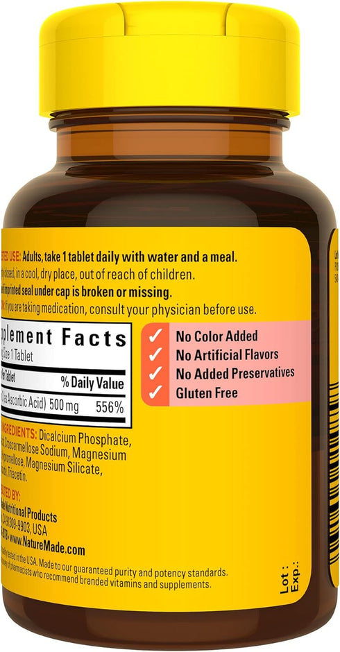 Nature Made Vitamin C 500 mg, Dietary Supplement for Immune Support, 100 Tablets, 100 Day Supply...