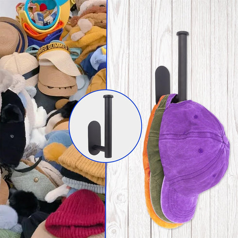 Hat Racks for Baseball Caps, 4 Pack Stainless Steel Adhesive Hat Hanger Hooks Holder for Wall, Multi-Function Hat Storage Organizer Hanger, Hat Ho...