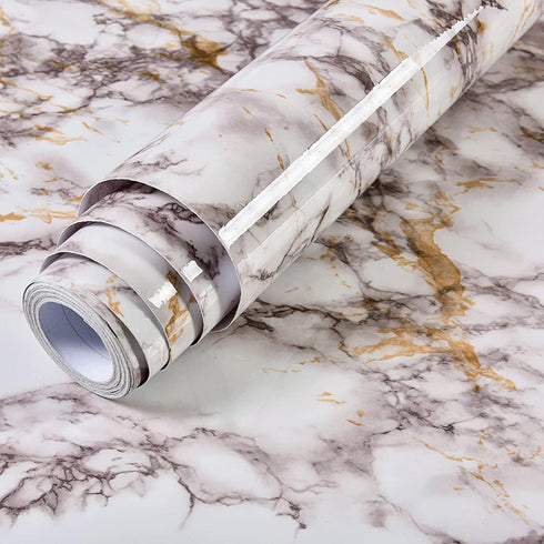 VIOPVERY White Marble Wallpaper Peel and Stick 15.7"x197" White Wall Paper Pull and Stick Contact Paper for Countertops Waterproof Self-Adhesive M...