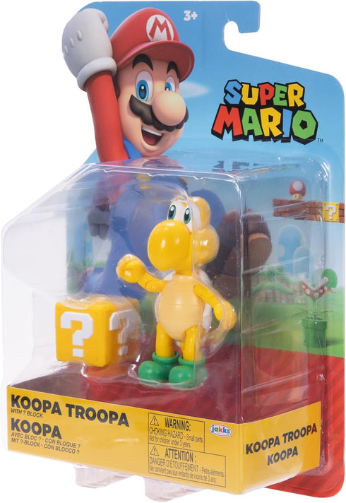 Super Mario Nintendo 4-Inch Green Koopa Troopa Poseable Figure with Question Block Accessory. Ages 3+ (Officially licensed)...