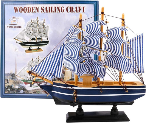 Dedoot Sailboat Model Decor, Wooden Sailing Boat Nautical Decor 7"x8" Model Ship for Ocean Theme Party and Room Decoration, Photo Props...