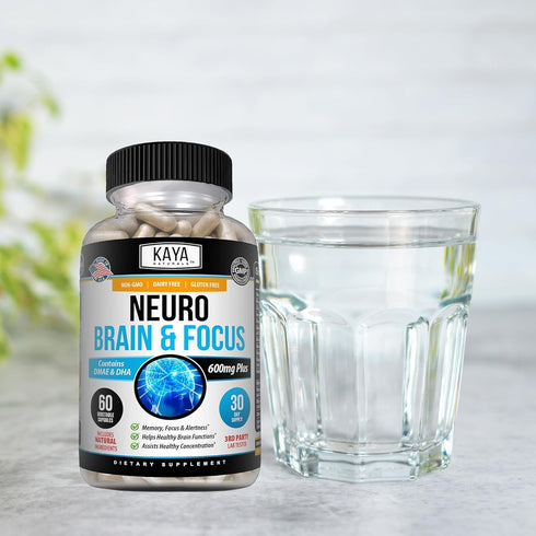 Kaya Naturals - Neuro Brain for Memory & Focus - Nootropic Energy Capsule - Nootropic Brain Support Supplement - Focus & Concentration & Learning ...