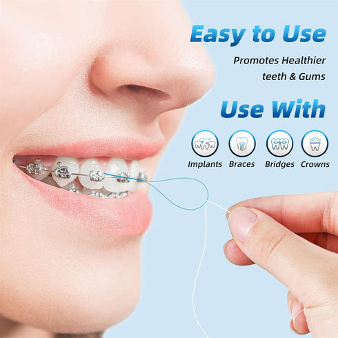 Floss Threaders,Deep Clean Floss for Braces, Bridges, Implants|200Count (Pack of 4)...