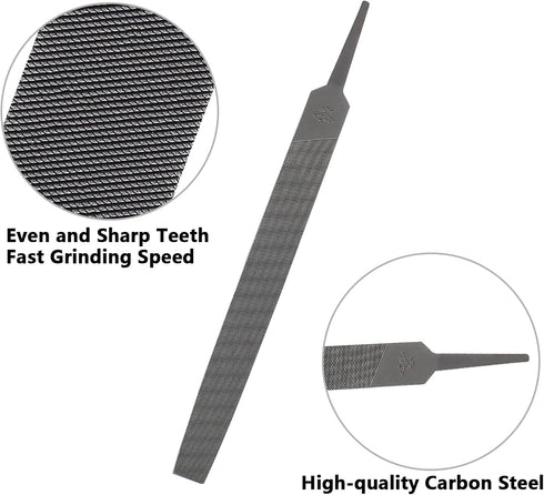 6 Inch Flat Medium Cut File, High-Carbon Steel Double Cut Teeth Single Hand File Without Handle Suitable for Wood, Metal, Sharpening...