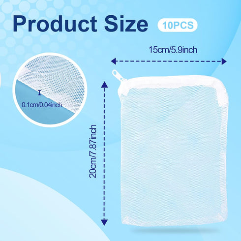 10 Pcs Bags for Aquarium, Reusable Fine Mesh Bag 7.9 x 5.9 Inch Aquarium Filter Media Bags Filter Media Activated Carbon Fish Tank Resins Filter...