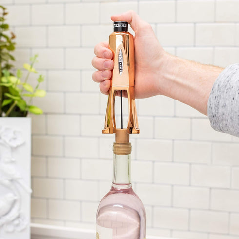 Cork Pops Legacy Wine Opener Built-in 4-Blade Foil Cutter Safe Cork Removal, Effortless Push Button Use, Needle Guard for Safety, Low-Pressure Car...