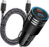 USB C Car Charger, 60W 2-Port PD Super Fast Car Charging Adapter+6FT Type C to C Cable for iPhone 15/15 Pro/15 Pro Max/15 Plus,Samsung Galaxy S24/...