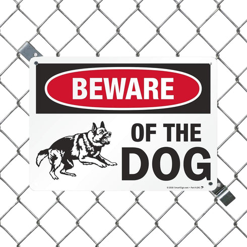 SmartSign Beware of Dog Sign - German Shepherd Signs for Fence/Wall | 10 x 14 Inches, Reflective Aluminum Metal, Dangerous Dog Warning...
