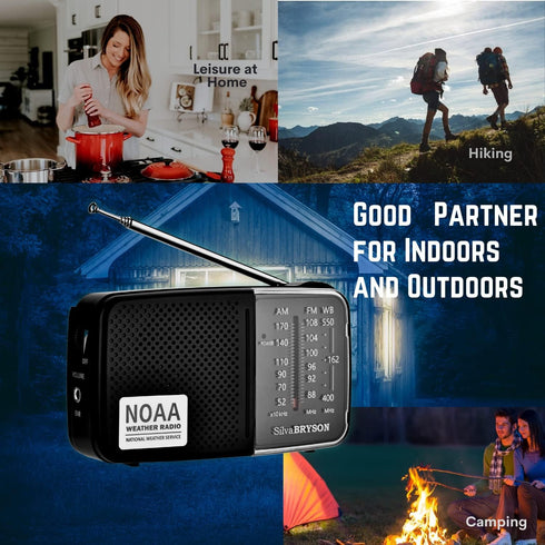 NOAA Weather Radio SilvaBRYSON, Emergency AM/FM Battery Operated Handheld Radio with Speaker and Best Reception for Hurricane, Home, Running. Conv...