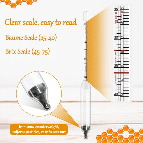 Maple Syrup Hydrometer Kit - Stainless Steel Test Cup, Baume and Brix Scale, Cleaning Brush, Maple Syrup Density Kit for Accurate Measurements of ...
