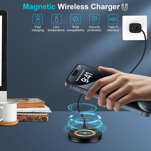 Pixel Wireless Charger Fast Charging Pad Desk Phone Charger for Pixel 9/9 Pro/8a/8/7a/7,15W Magnetic Wireless Charger Station Fast MagSafe Charger...