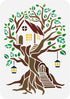 FINGERINSPIRE Tree House Stencil for Painting 11.7x8.3 inch Hollow Out Tree of Life Drawing Stencils Reusable Plastic Log Cabin Staircase Lantern ...