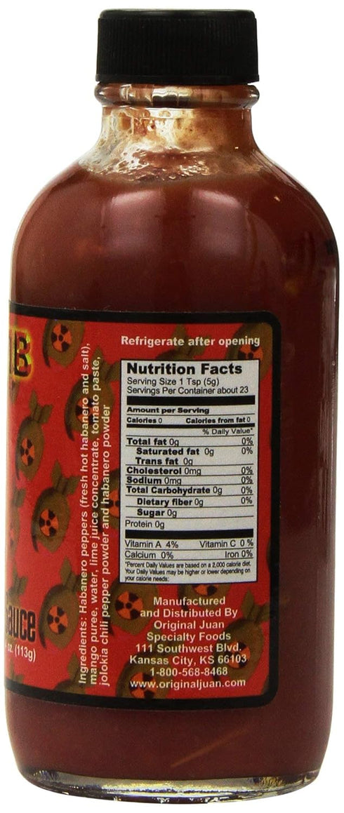 Da Bomb - Ghost Pepper - Original Hot Sauce - 22,800 Scovilles - 4oz Bottles Made in USA with Habanero & Jolokia Peppers- Non-GMO, Gluten Free, Su...