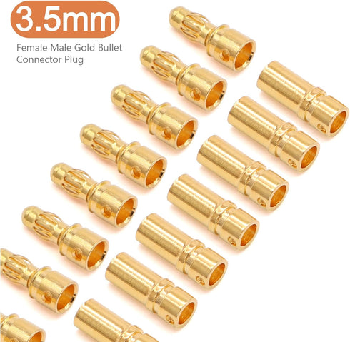 100 PCS RC Bullet Connectors 2mm 3.5mm 4mm Female Male Gold Banana Bullet Connector Plug with Heat Shrink Tube...
