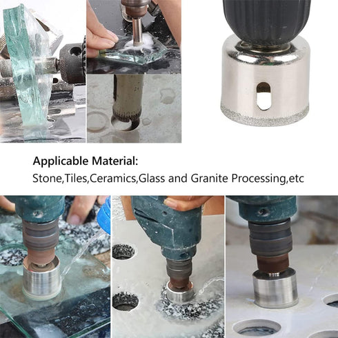 Glass Drill Bit Set, 5 pcs Diamond Drill Bits Hole Saw Bottle Extractor Remover Tool for Glass Marble Granite Fiberglass Ceramic Tile 3?8in 0.4IN ...
