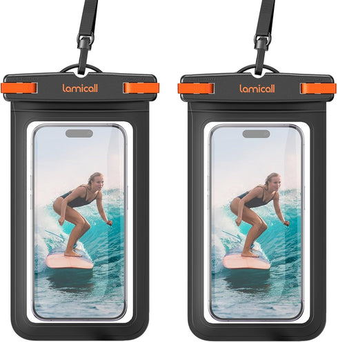 Lamicall 2 Pack Waterproof Phone Pouch Case - IPX8 Water Proof Cell Phone Dry Bag for iPhone 15 14 13 12 11 XS XR X Pro Max Plus Mini, more 4-7" C...