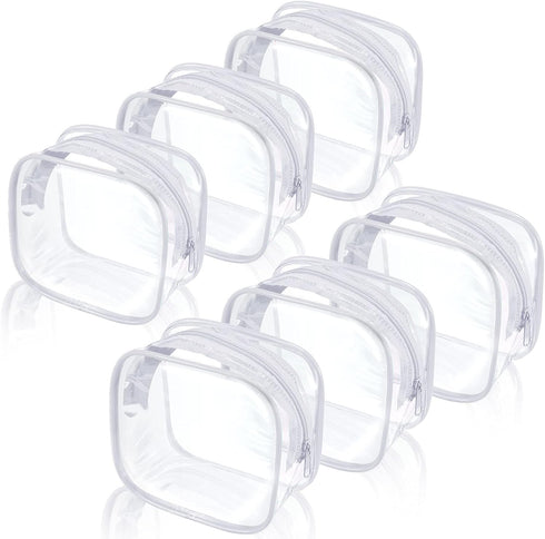 6 Pieces Clear Toiletry Makeup Bag Mini Small PVC Travel Bag, Waterproof PVC Plastic Travel Cosmetic Bag with Zipper Portable Cosmetic Makeup Bag ...