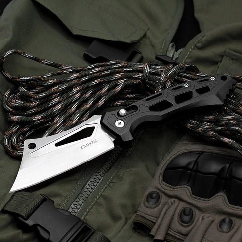 Cleaver Pocket Folding Knife for Men - 3.54" Stainless Steel Satin Blade, Aluminum Handle with Clip, EDC Knives for Outdoor, Camping...