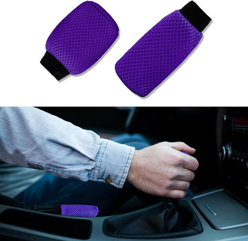 2 PCS Car Gear Shift Knob Cover & Car Handbrake Cover, Anti-Slip Breathable Comfortable Handbrake Gear Shift Protector, Car Interior Accessories U...