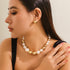 HIIXHC Boho Round Pearl Jewelry Set Chunky Geometric bead Necklace Set for Women Girls...