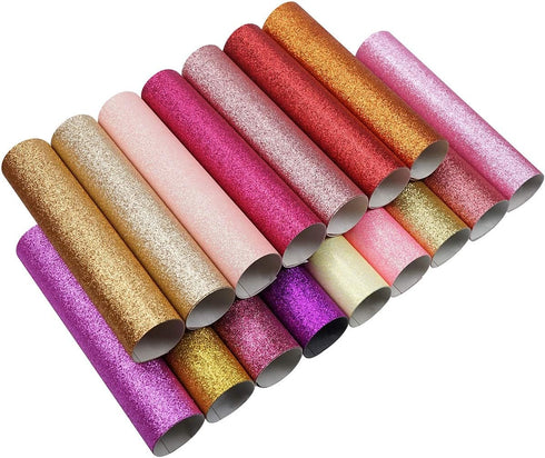 16 Colors 8X12 Inches Warm Color Series Glitter Faux Lather Sheets for Leather Bows, Earring, Jewelry Making, Sewing, Shoe Making and Craft Making...