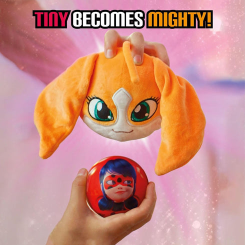 Miraculous Ladybug, 4-1 Surprise Miraball, 2 Pack, Toys for Kids with Collectible Character Metal Ball, Kwami Plush, Glittery Stickers and White R...