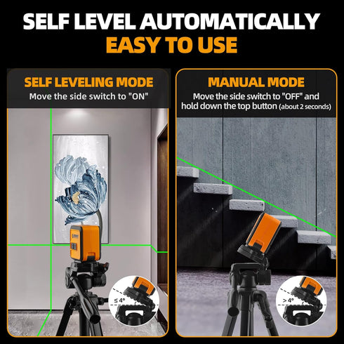 Laser Level Self Leveling - 98Ft/30M Dual Modules Green Cross Line Laser Leveler Tool for Indoor Outdoor Construction Picture Hanging Home Renovat...
