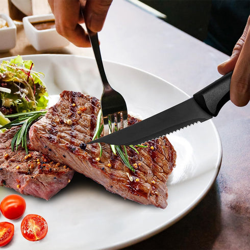 Steak Knives Set of 8, Stainless Steel Serrated Steak Knife, Sharp Serrated Edges, Comfortable Grip Ergonomic Non-Slip Handle, Dishwasher Safe(8.5...