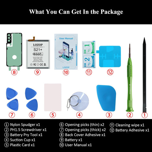 S21+ 5G Plus Battery Replacement Kit for Samsung Galaxy S21+ 5G SM-G996U/U1/N/B/W and Other All G996 Models with Repair Tools Kit and User Manual...