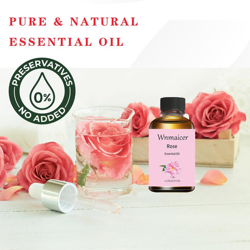 Rose Essential Oil 4 Oz, Premium Grade Rose Oil for Massage, Face, Skin & Diffuser and Aromatherapy 120 mL...
