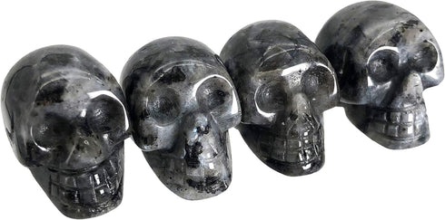 Mini 1" Crystal Human Skull Head Statue Figurine, Hand Carved Pocket Stone Halloween Sculptures Decoration Healing Reiki, Pack of 5, Black Labrado...