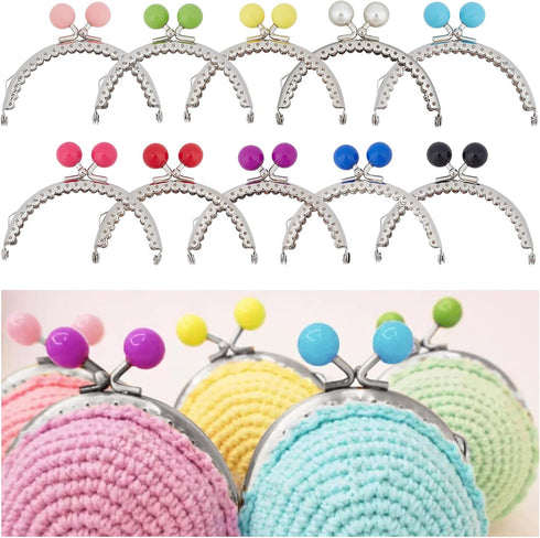 PH PandaHall 10 Color Purse Frame Bag Kiss Clasp Lock 3.3" Metal Arch Frame Coin Purse Tow Ball Kiss Clasp Clutch Frames Purse for Purse Making DI...