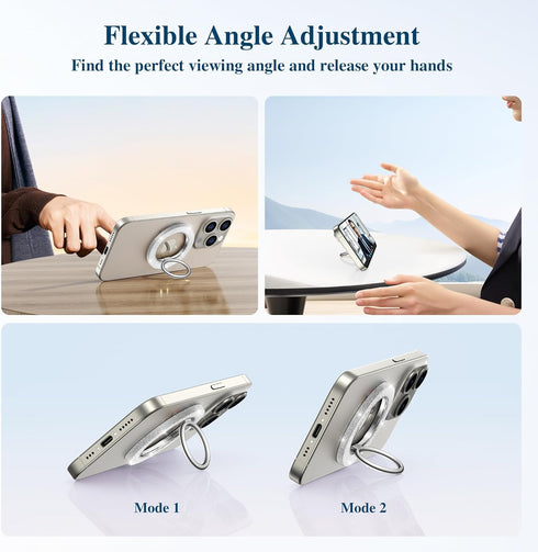 GVIEWIN Magnetic Phone Ring Holder, Compatible with MagSafe Phone Stand Finger Grip Adjustable Kickstand for iPhone 15 Pro Max/Pro/Plus/14/13/12 S...