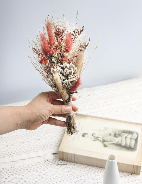 Natural Dried Flowers with Vase,Dried Pampas Grass Bouquet, Dried Flowers for Boho Home Decor, Wedding, Baby Shower Decorations, Farmhouse Party T...