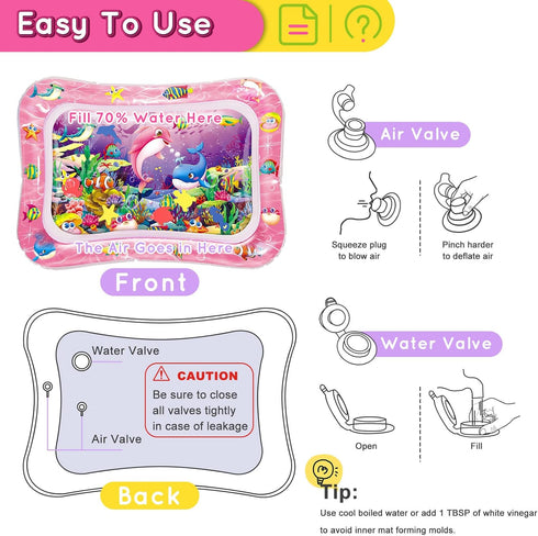 Infinno Tummy Time Water Mat for Babies, Baby Toys for 3 6 9 Months Girls and Boys Sensory Development, Great Gift Idea for Newborns...