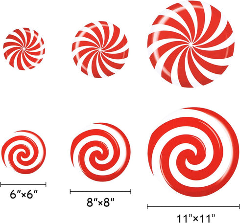 24 PCS Peppermint Floor Decals Stickers-3 Sizes Self-Adhesive Design Christmas Candy Stickers,Floor Window Clings for Christmas Valentine's Day Ca...