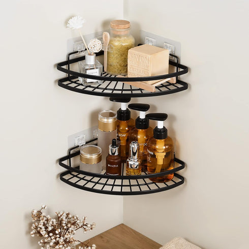 KES Shower Caddy Corner, Self-Adhesive Shower Corner Shelf, Stainless Steel Shower Organizer Matte Black 2 Pack, BSC219DF-BK-P2...