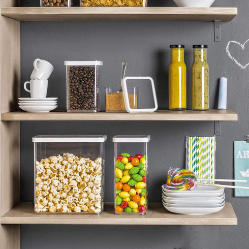 Loft, Rectangular Storage Box 3.2l with lid and Seal, Plastic (PP) BPA-Free, Transparent/White, 3,2l (20,0 x 10,0 x 21,4 cm)...