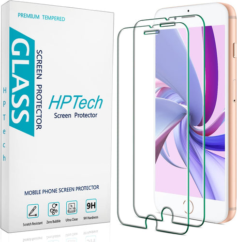 HPTech (2 Pack) Tempered Glass For iPhone 8 Plus, iPhone 7 Plus, iPhone 6S Plus, iPhone 6 Plus 5.5-Inch Screen Protector, Case Friendly, Easy to I...