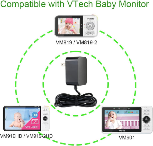 LEFXMOPHY Power Cord for VTech VM901 VM919HD VM919-2HD VM819 VM819-2 PU Baby Monitor Handheld Screen Parent Unit (Not for Cam) Replacement 5V Char...