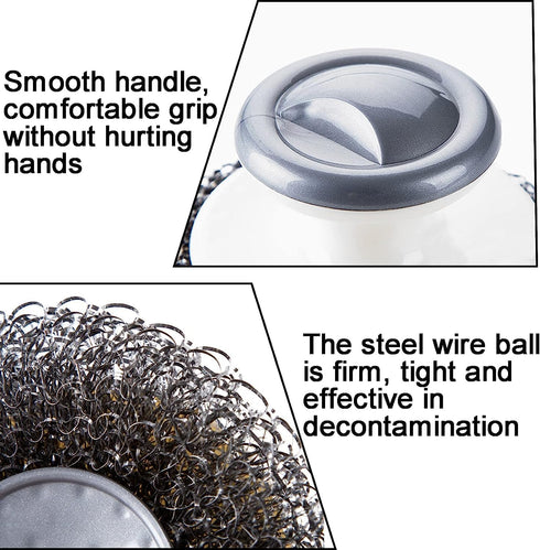 Stainless Steel Scrubber with Handle?Heavy Duty Cleaning Supplies for Pots, Pans, Grills, Ovens & Other Tough Jobs (1P)...