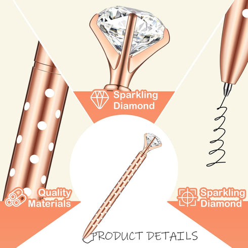 PASISIBICK Diamond Pens Ballpoint Pens Office Supplies Décor Gifts for Women Bridesmaid Coworkers Cool Fun Fancy Novelty Crystal Metal School Desk...