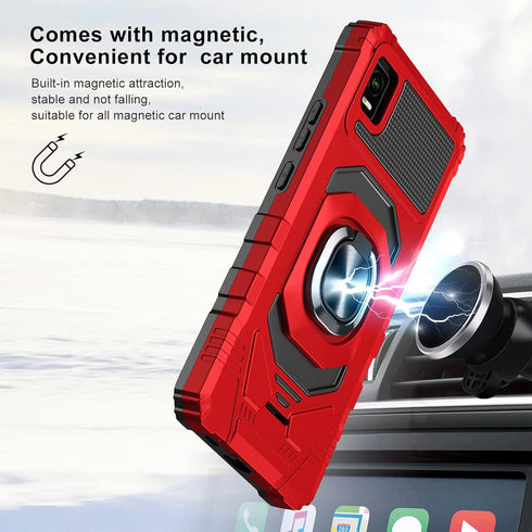 Ailiber Case for TCL ION Z, Cricket TCL IONZ Phone Case with Tempered Glass Screen Protector, Ring Kickstand for Magnetic Car Mount, Military Grad...