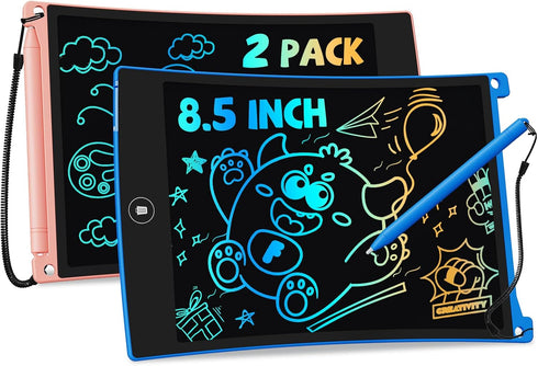 TEKFUN 8.5in 2 Pack LCD Writing Tablet for Kids Coloring Doodle Board Magic Drawing Pad for Kids with Anti-Lost Stylus, Car Trip Educational Toys ...